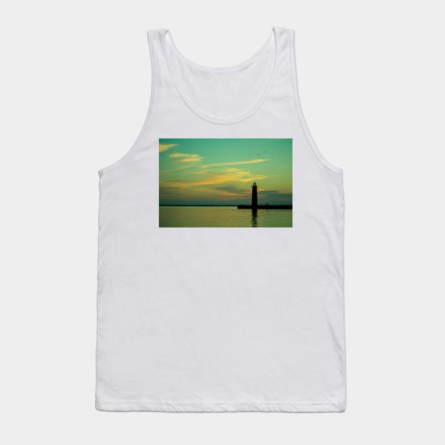 Twilight, Lake Michigan Tank Top by Enzwell